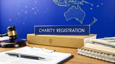 Infographic showing steps to register a charity in Australia, highlighting ACNC and ATO processes