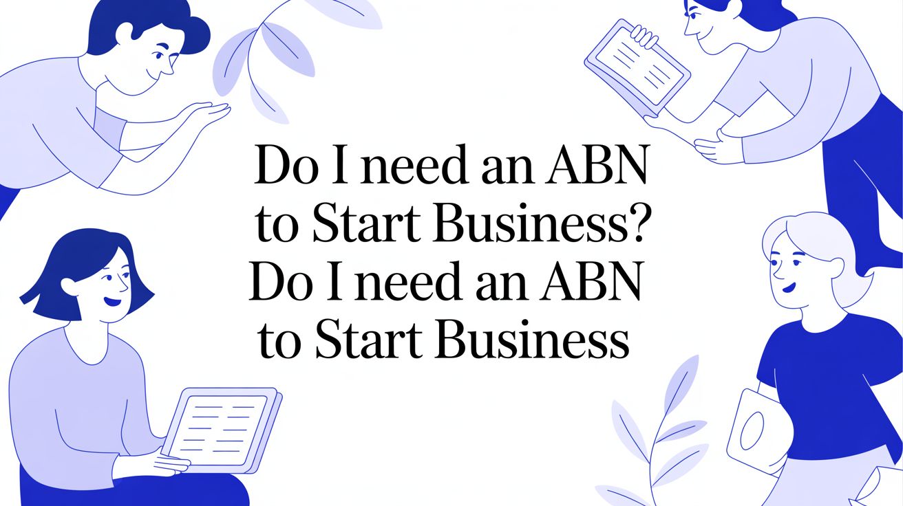 Illustration of people discussing whether you need an ABN to start a business in Australia