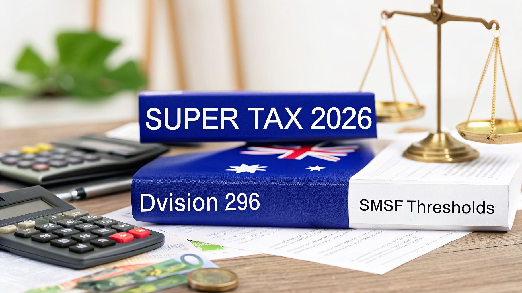 Division 296 super tax 2026 Australia with SMSF thresholds, calculator and legal scales