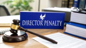 Director penalty notice concept with judge gavel and legal books representing ATO director liability for unpaid company tax debts in Australia